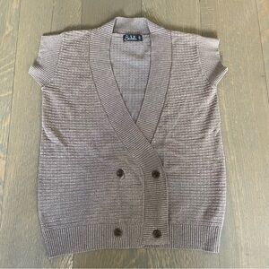 Belati size 10 taupe waffle-knit short-sleeve cardigan sweater vest